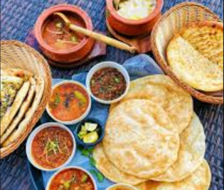 Assortment of Pakistani lunch dishes
